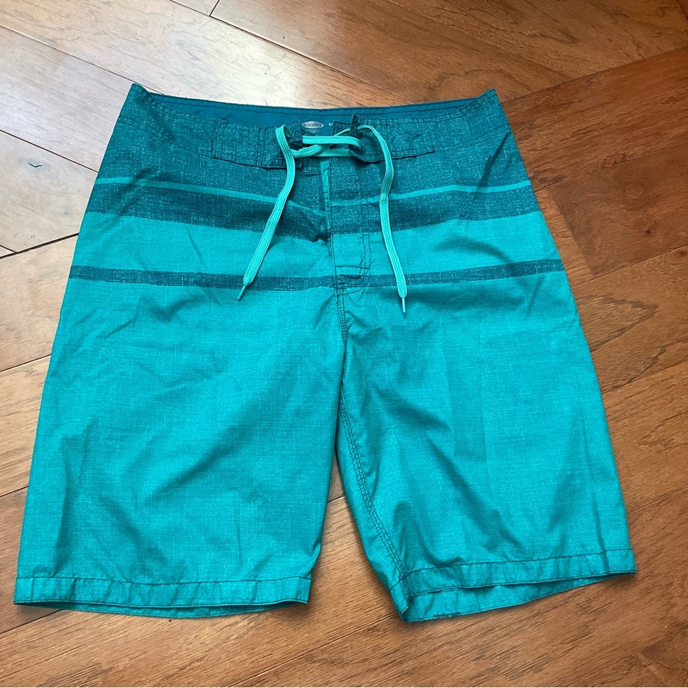 Old Navy Blue Striped Swim Trunks Size M Beach Vacation Pool Summer